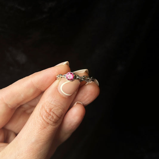 Pink Topaz Chained Stacker